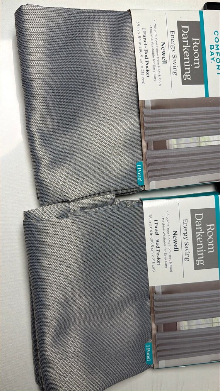 2 Comfort Bay Gray Polyester Room Darkening Curtains